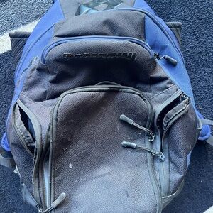 DeMarini Baseball or Softball Bag. Sporty Black and Blue Backpack